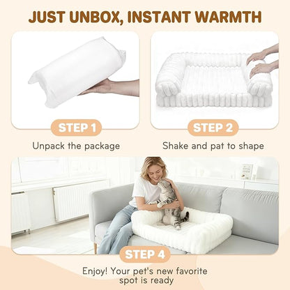 QOKO Cat Bed, Cat Beds for Indoor Cats, Winter Self Warming Pet Sofa Bed, Washable Medium Pet Bed for Puppy and Small to Large Kitten with Anti-Slip Bottom, Fits Up to 65lbs Pets