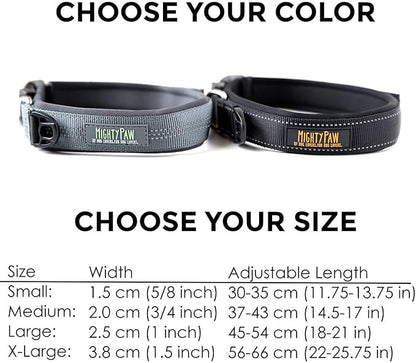 Mighty Paw Dog Collar - Neoprene Padded - Reflective for Running - Extra Comfort for Active Dogs - Padded and Comfortable Collar for All Breeds - Heavy Duty