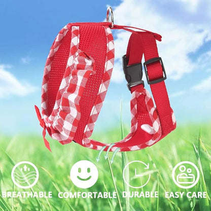 SuperBuddy Upgraded Soft Mesh Dog Harness, Super Breathable Lightweight Pet Harnesses for Puppy Dogs Outdoor Walking, Red Dog Harness -Large