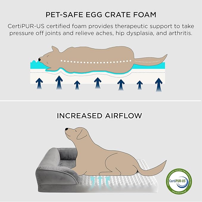 Bedsure Orthopedic Dog Bed Medium Size Dogs - Washable Medium Dog Cat Bed Waterproof, Comfort Pet Couch Sofa with Washable Removable Cover, Pets Bed with Nonskid Bottom, Lavender, 28"