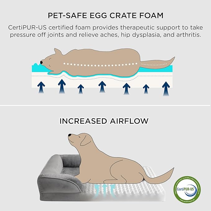 Bedsure Orthopedic Dog Bed Medium Size Dogs - Washable Medium Dog Cat Bed Waterproof, Comfort Pet Couch Sofa with Washable Removable Cover, Pets Bed with Nonskid Bottom, Ivory, 28"