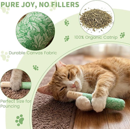 6 Pack Catnip Toys for Cats, Organic Cat Chew Toy and Safe Kitten Teething Chew and Kicker Toys, Funny Pre-Roll Shape for Cat Anxiety Relief, Stress Relieving Fun for Indoor Cats