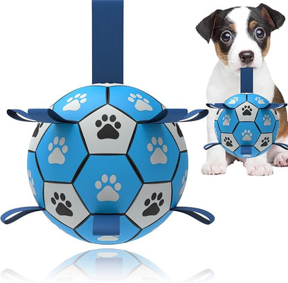Durable Rope Tug Soccer Ball Dog Toy - Water Floating, World Cup Durable for Small Medium Dogs (Blue, 6 INCH