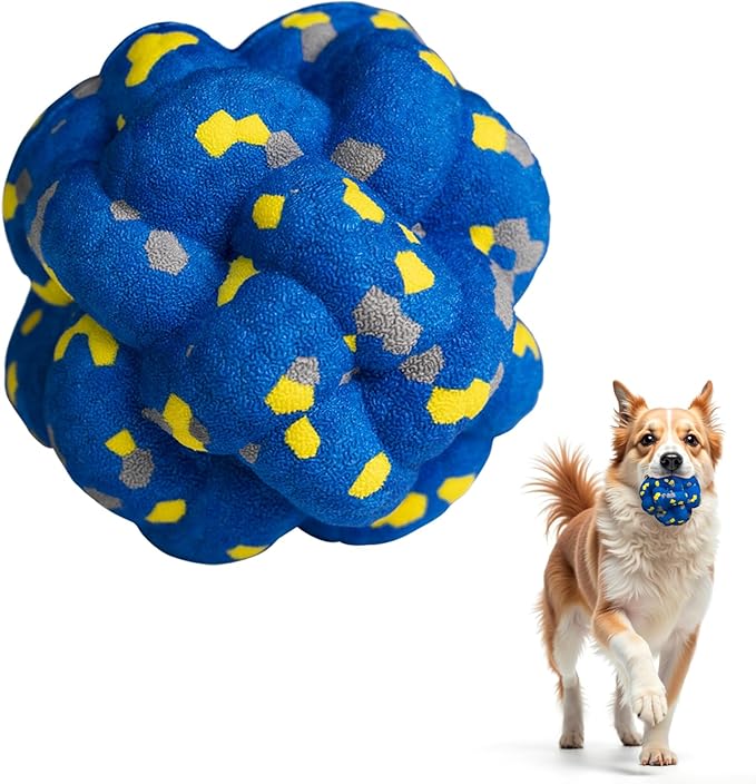 Moonorange Upgrade Dog Balls Interactive Toys for Aggressive Chewers, Indestructible Tennis Durable Bouncy for Fetch Game, Lightweight Floating, Blue