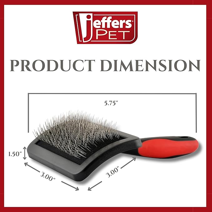 Jeffers Soft Pin Universal Slicker Brush for Dogs & Cats, Grooming Brush for Sensitive Skin, Remove Mats, Loose Fur, & Dead Hair, Tangle Detangler, Safe Grooming Tool - Small 3" x 2"M