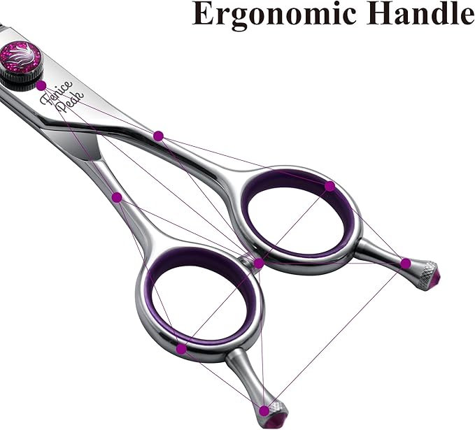 Fenice Peak 7.5" Professional Dog Grooming Scissors 55% Thinning, 30-Degree Curved Blender, Japanese 440C Gromming Shear for Trimming Dogs Cats and Other Pets face and paws