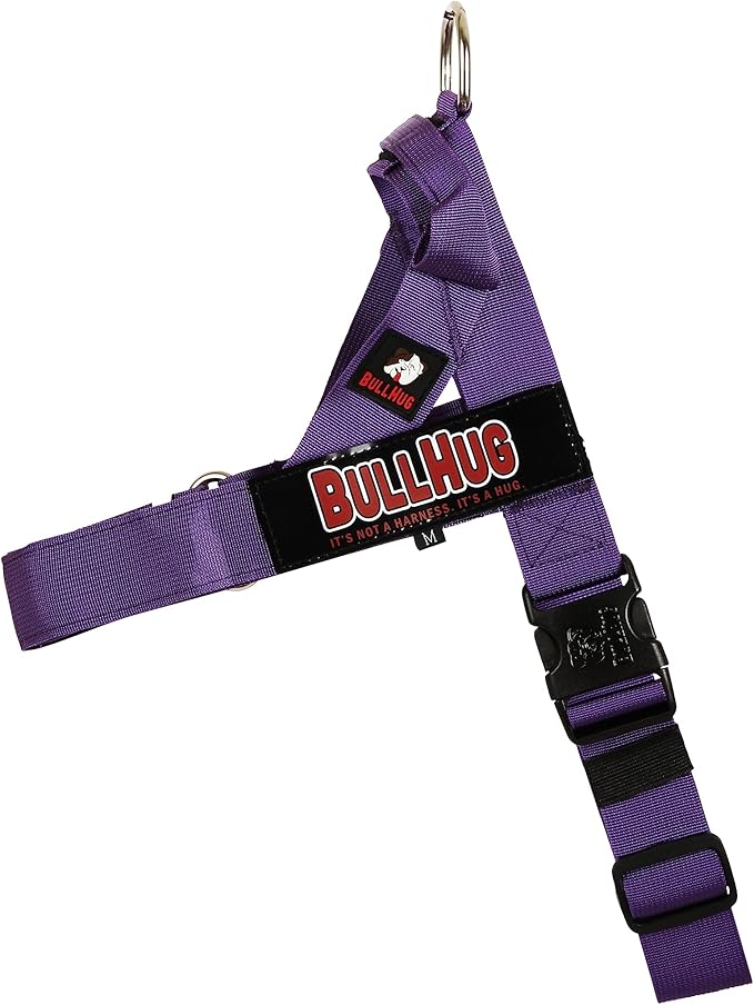 BULLHUG Adjustable Dog Harness– No Pull, No Choke – for English Bulldogs, French Bulldogs, Pugs & Broad-Chested Breeds – Easy, Safe Walks (Violet, Medium)