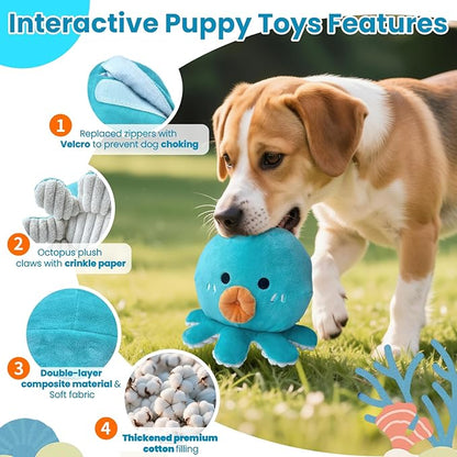 Interactive Dog Toys, [Newly Upgraded] Moving Dog Toy to Keep Them Busy, Bouncing Dogs Toy/Squeaky Rolling Ball with Jumping Music Silent Mode for Small Medium Large Dogs(Upgrade Octopus)