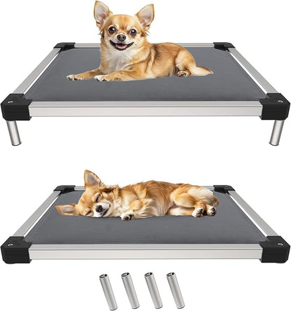 FXW TitanNest Chew-Proof Elevated Dog Bed, Raised Cot for Indoor/Outdoor/Camping Use, Durable & Washable Padded Pet Bed for Toy Dogs, 23.0" L x 17.0" W x 4.1" H, Gray