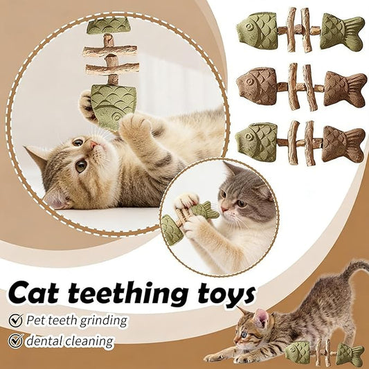 2026 Innovative Fish Bone Cat Toy - Fix Your Cat’s Dental Health,Dental Health Solution, Natural Catnip Chew Stick, Wooden Teeth Cleaning Tool, Durable Feline Dental Care Toy for Healthy Teeth