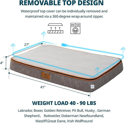 LIORCE Memory Foam XL Dog Bed - 4” Thick Orthopedic Beds for Extra Large Dogs - Waterproof Dog Bed with Removable Washable Cover & Wrap-Around Zipper - Ultimate Comfort and Easy Maintenance