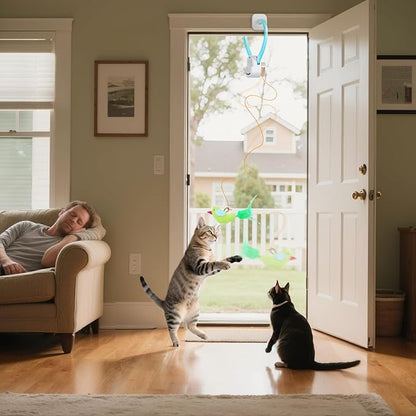 CATPICK Interactive Cat Toys for Indoor Cats Automatic Electric Flying Bird Feather Mouse Toy - Best Kitten & Adult Cat Enrichment Mouse cat Toy Hanging Electric Kitty Toys for Bored Cats