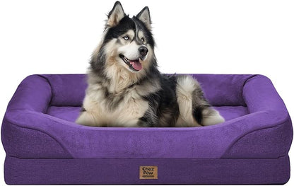 Washable Orthopedic Large Dog Bed - XXL Washable Memory Foam with Removable Cover Waterproof Bolster for Extra Large Size Dogs Pet,42x30