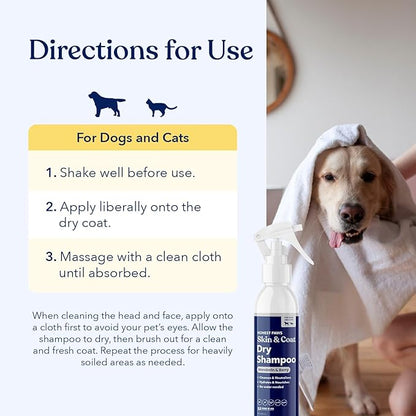 Honest Paws Dog Dry Shampoo - Waterless No Rinse Spray Formula Reducing Itch Cleanse Hydrate Nourish Dry Skin and Smelly Coat Help Decrease Odor Shedding and Allergies - Mandarin & Berry - 8 oz