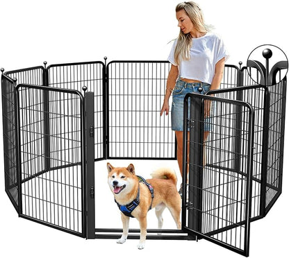 Dog Playpens with Low Threshold Gate, 40 Inch 10 Panels Heavy Duty Outdoor Dog Play Pen, RV Camping Yard Indoor Puppy Playpen Portable Pet Pen Fence for Large/Medium/Small Dogs