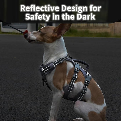 Huntboo Reflective Dog Harness with Handle, Escape Proof, No Slip, Breathable, Lightweight, Adjustable Lift Harness for Small, Medium, and Large Dogs Walking, Training, and Running Gear(Black,XL)