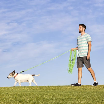 Hi Kiss Check Cord Large,Medium Small Dogs/Puppy Obedience Recall Training Agility Lead - 15ft 20ft 30ft 50ft Training Leash(Green 50ft-Diam 1/3"-1 Hook)