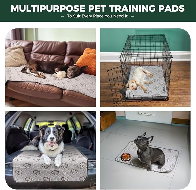 FXW Washable Pee Pads for Dogs, Leak-Proof & Non-Slip, Specifically Designed for 18inch Cages, 11" x 17" Rectangle, Khaki, 2 Packs