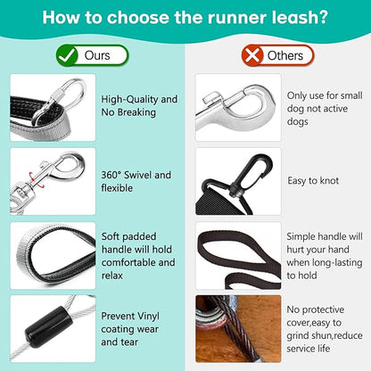 Long Leash Chew Proof, Tie Out Cable for Dogs 10/20/30/50 ft With Carabiner, Leads for Yard Medium Large Dogs, Padded Handle (Grey, 30Ft)