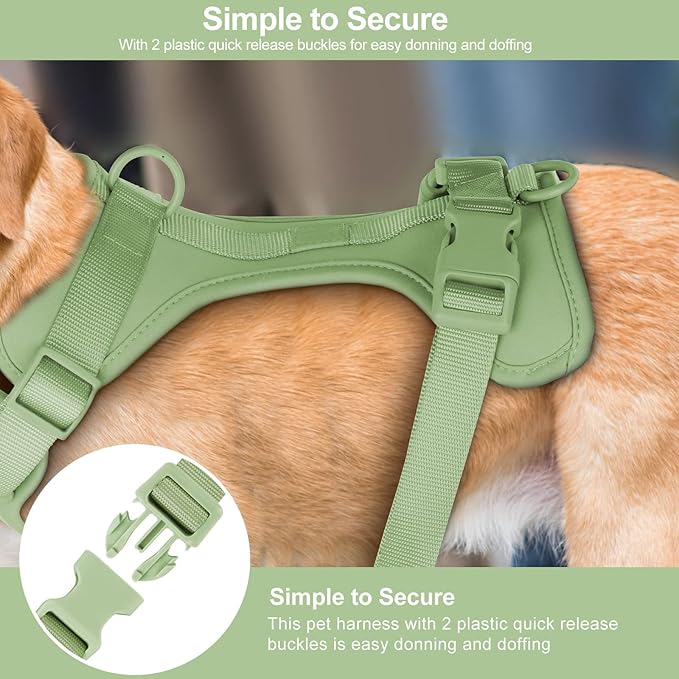Wisedog No Pull Lightweight Dog Vest Harness with Soft and Comfortable Cushion, Breathable Mesh, for Small Medium Large Dogs Walking (M(Neck: 11.81"-18.11";Chest: 18.11"-27.95"), Sage Green)