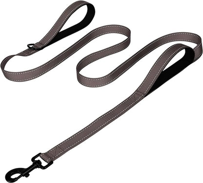 Joytale Dog Leash Heavy Duty for Large Dogs That Pull, Double Handle for Traffic Control, Double-Sided Reflective Leashes for Large Medium Dogs Night Safety, 6FT, Brown