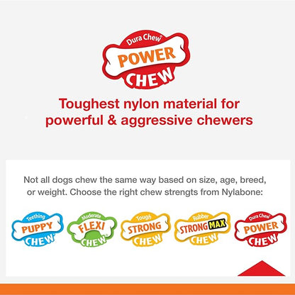 Nylabone Original Bone Power Chew Toy for Dogs, Durable Dog Toys for Aggressive Chewers, Flavor Frenzy Funnel Cake & Shish Kabob Flavor, Large - Up to 50 lbs, 2 Pack