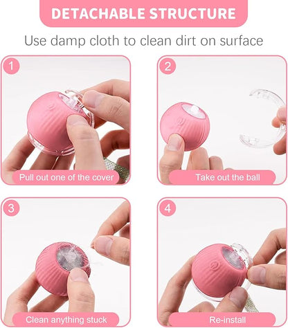 MAXTOOA Interactive Cat Toys for Indoor Cats Smart Automatic Ball Rolling for Bored Kitten Pet Upgraded Speedy Moving Chase Dogs Toy Pink Dragonfly