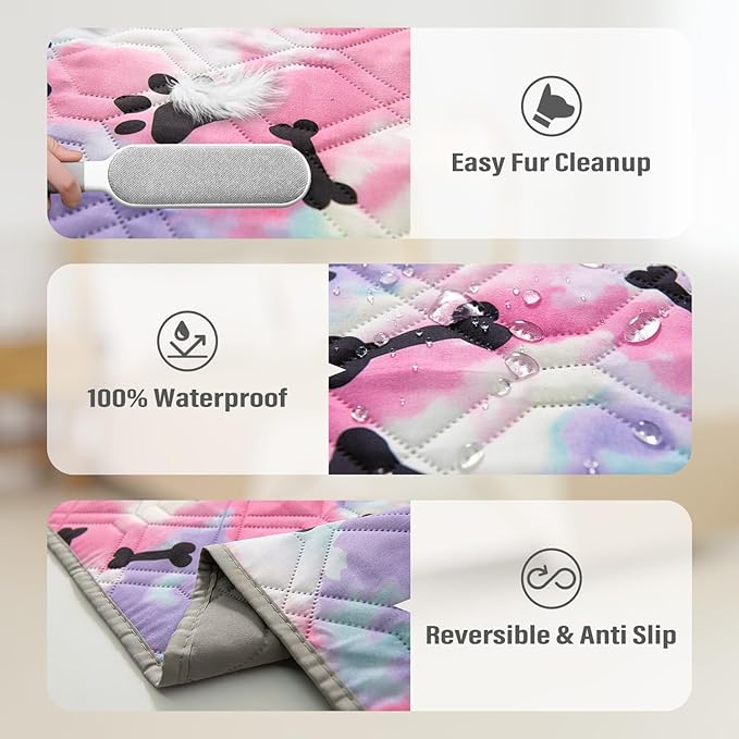 BOCTOPUG Dog Bed Cover for Pets Blankets Rug Pads for Couch Protection Waterproof Bed Covers Dog Blanket Furniture Protector Reusable Changing Pad (20X30, Red+Black Paw Bone)