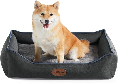 Tidore Orthopedic Dog Beds for Medium Dogs, Durable Egg Crate Foam Sofa Dog Bed wit Washable Removable Cover,Waterproof Lining,Pet Bed for Large Dogs (Dark Grey, 26.4" L x 21.7" W x 6.2" Th)