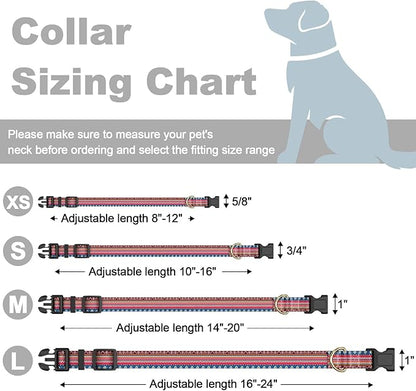Rnivvi Dog Collar for Small Dogs, Cute Boho Heavy Duty Adjustable Puppy Collar with Quick Release Buckle for Girl & Female, Pet Accessories for Walking Running, S Length 3/4" Width, Geometric