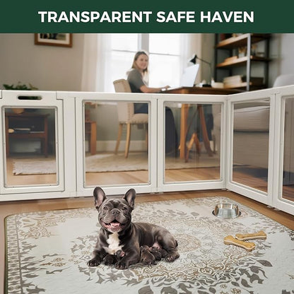 FXW AuraSpace Acrylic Indoor Dog Playpen for Small and Medium Dogs, 30 Inch, 6 Panels, White