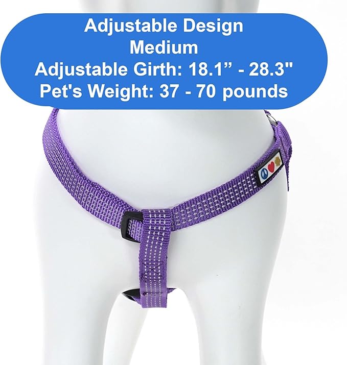 Pawtitas Reflective Step-in Dog Harness – Adjustable No-Pull Vest for Puppies to Seniors, Safe & Comfortable, M Purple