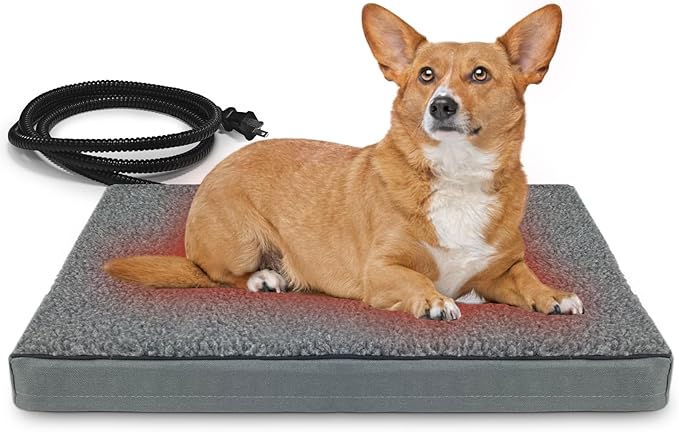AUPETEK Heated Pet Beds for Indoor/Outdoor Cat & Dog Orthopedic Foam Warming Cat Beds Auto Temperature Control, Washable Cover with Waterproof Liner Thermo Kitty Electric Heating Bed