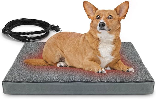 AUPETEK Heated Pet Beds for Indoor/Outdoor Cat & Dog Orthopedic Foam Warming Cat Beds Auto Temperature Control, Washable Cover with Waterproof Liner Thermo Kitty Electric Heating Bed