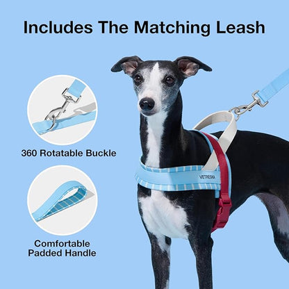 VETRESKA Dog Harness Medium Sized Dog No Pull, Adjustable No Choke Dog Vest, Easy Control & Walk Harness for Large Size Dogs, Pet Vest Harness with Heavy Duty Anti-Tangle Dog Leash, Misty Melo M