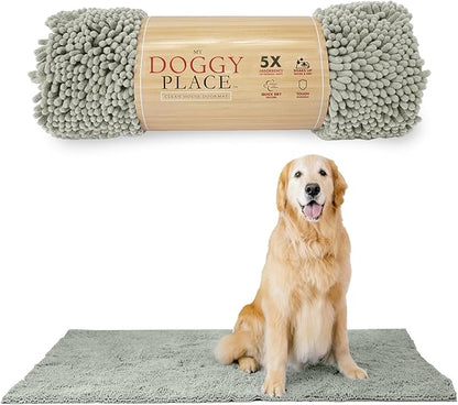 My Doggy Place Dog Mud Mat, 60" x 36" Light Gray – Thick Microfiber Entry Rug for Snow, Mud & Salt – Absorbent, Quick-Dry, Washer-Safe & Non-Slip, X-Large
