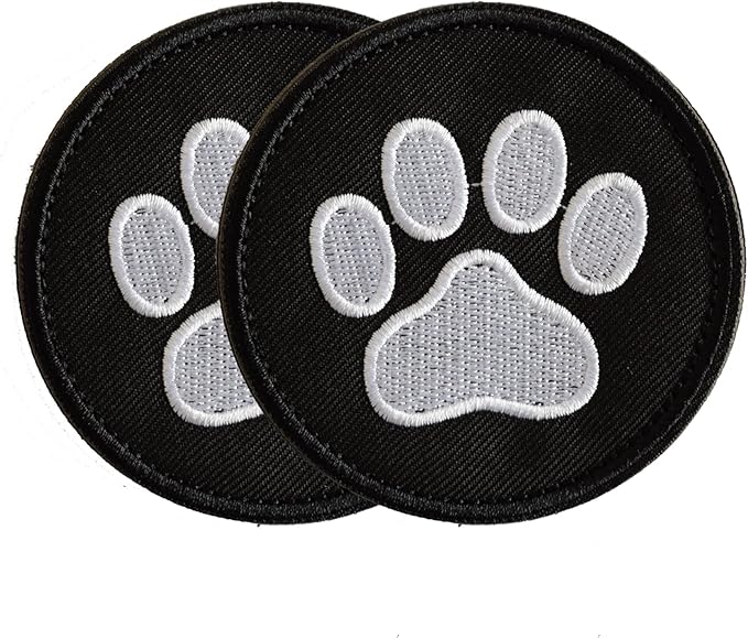 TACVEL 2 Pieces Dog Paw Tactical Patches Military Uniform Emblem Patches, Embroidered Applique Hook & Loop Patch for Caps, Backpacks, Clothes, Vest, Military Uniforms, Tactical Gears Etc