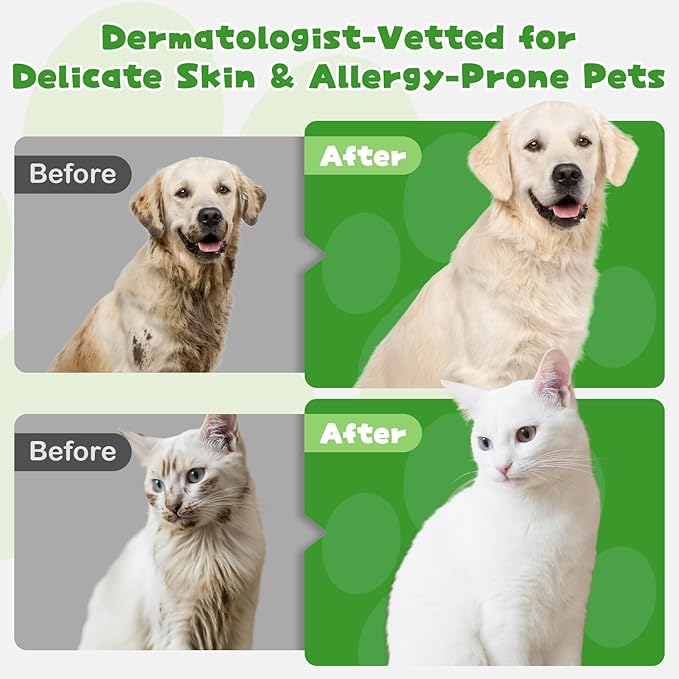 Pet Glove Wipes for Dogs & Cats,Shedding Control, Dander Removal & Paw Cleaning, Travel Essentials for Pets(20 Individual Pack)