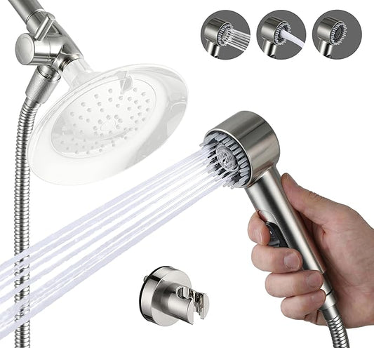 3 Mode Dog Shower Attachment, High Pressure Handheld Sprayer with ON/OFF Switch, G1/2" Metal Shower Diverter, 100 Inches Stainless Steel Hose, No Drill Hook, for Indoor Pet Bathing and Washing