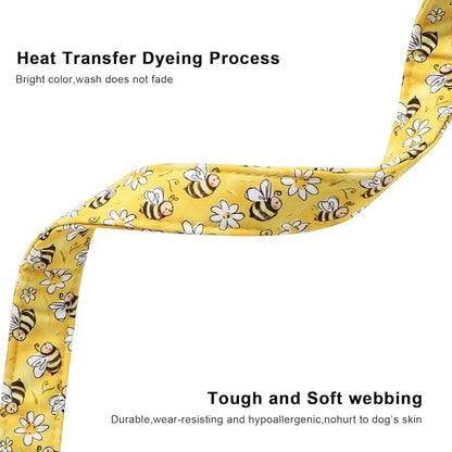 Lionet Paws Spring Dog Collar- Cute Bees Yellow Dogs Collar with Plastic Buckle and Bee Pendant,Dog Collar for Medium Large Dogs