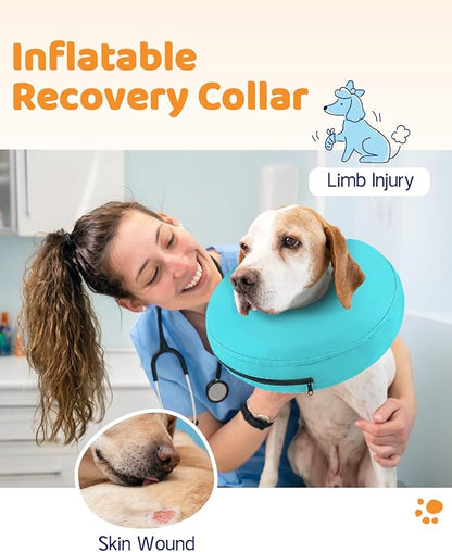 Supet Inflatable Dog Cone Collar Alternative After Surgery, Dog Neck Donut Collar Recovery E Collar to Stop Licking, Soft Dog Cone for Medium Large Dogs