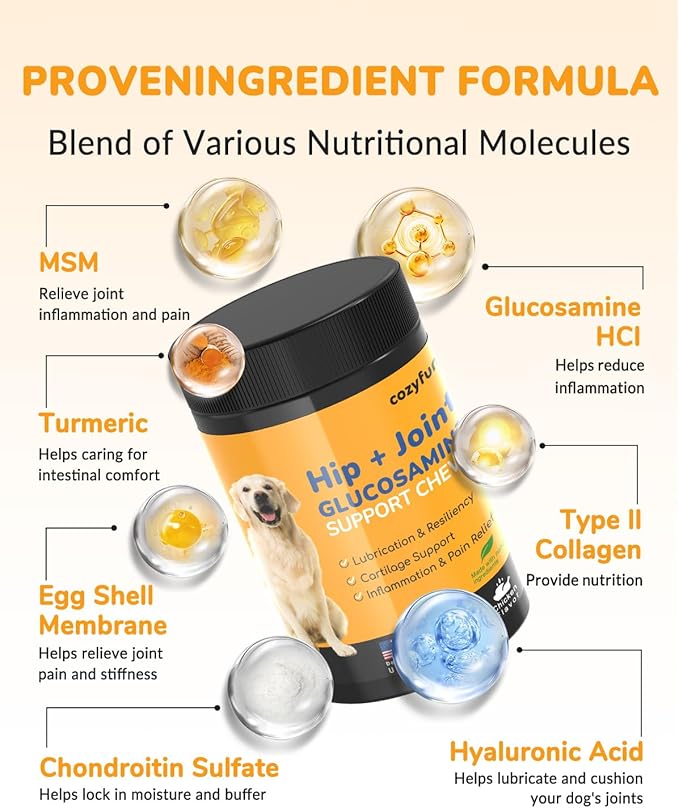 Glucosamine for Dogs 260Ct Chews - 23oz Hip and Joint Supplement Chews for Dogs, Chondroitin Joint Supplement for Dog Joint, USA Lab Formula with Probiotics, Natural Support for Dogs
