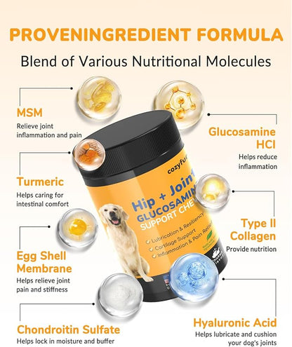 Glucosamine for Dogs 260Ct Chews - 23oz Hip and Joint Supplement Chews for Dogs, Chondroitin Joint Supplement for Dog Joint, USA Lab Formula with Probiotics, Natural Support for Dogs