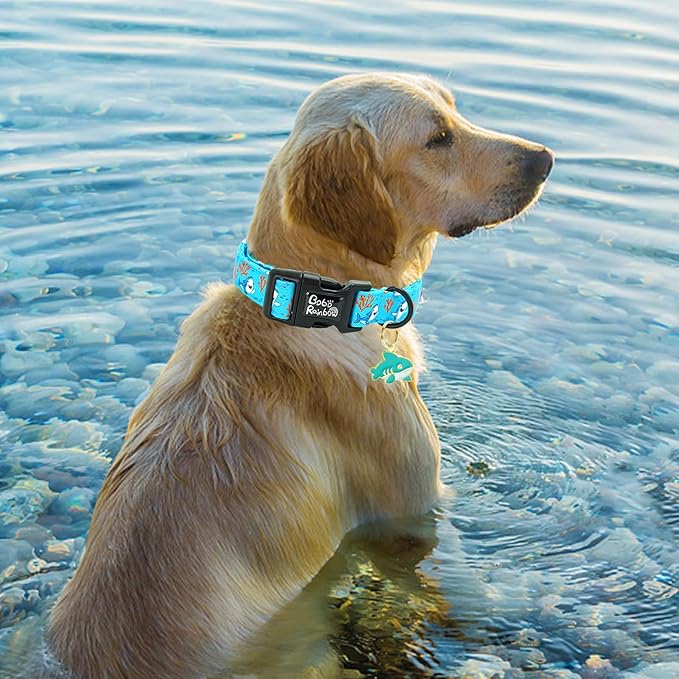 Dog Collar-Cute Shark Adjustable Pet Collars Soft Comfortable Puppy Collar Coral Cotton Dog Collars Durable Necklace Gift for Large Dogs