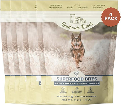 BADLANDS RANCH by Katherine Heigl – Superfood Bite Freeze-Dried Raw Chicken Breast Dog Treats – High Protein Single-Ingredient Snacks for Training, Rewards & Daily Wellness – 4 oz (Pack of 4)