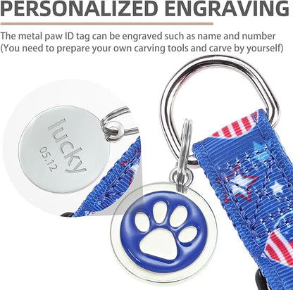 PUPTECK No Pull Dog Harness Soft Adjustable Basic Nylon Step in Puppy Vest Outdoor Walking with ID Tag, American Flag, M