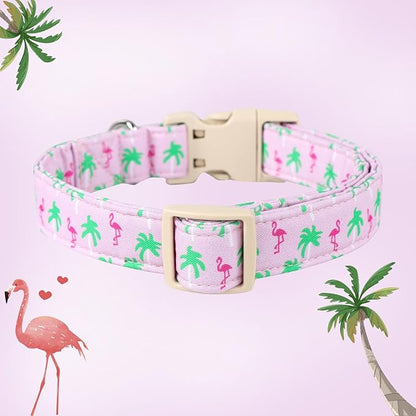 DOGWONG Cotton Dog Collar - Soft Natural Fabric, Spring/Summer Wedding Puppy Necklace for Small to Large Dogs