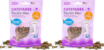 Catstages by Nina Ottosson Purrfect Bitez Natural Crunchy Cat Treats for Puzzles, Toys, Feeders, & Training, USA-Made, Real Whitefish Flavor, 4oz (Pack of 2)