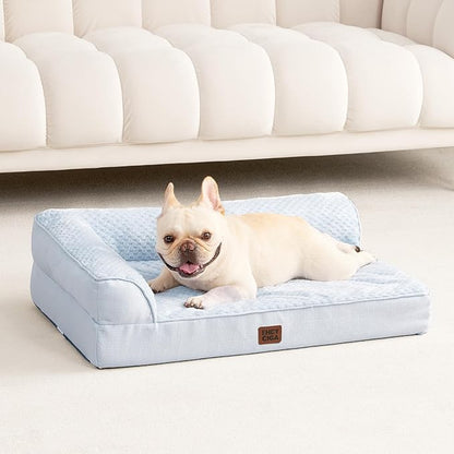 EHEYCIGA Orthopedic Dog Bed Medium Size Dogs, Memory Foam Dog Bed with Washable Removable Cover, Waterproof Pet Sofa Couch for Crate with Nonskid Bottom, 30x20x6, Washblue