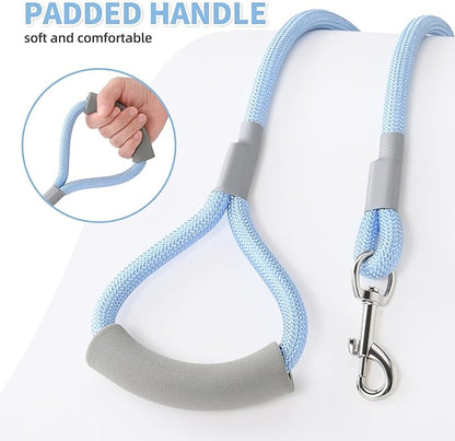 Mile High Life Dog Leash, with Comfortable Padded Handle, Blue Nylon Rope Leash with Steel Tips, Heavy Duty 4 Feet Pet Leashes (Blue,48 Inches)